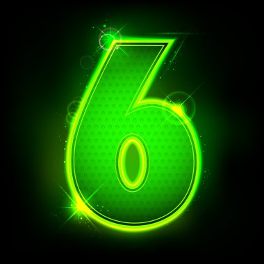 Glowing Number Six clipart