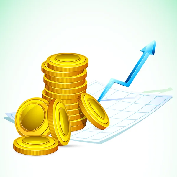 Gold Coin függvénydiagram-papírra — Stock Vector