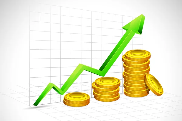 Gráfico de barras de moedas de ouro — Vetor de Stock