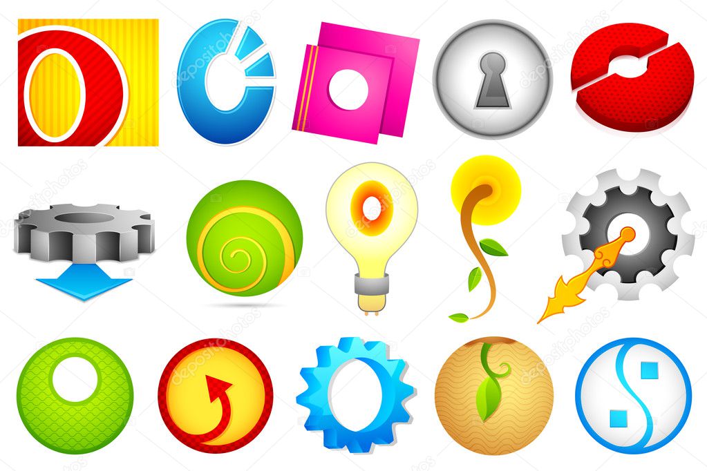 Illustration of set of different colorful icon for alphabet O
