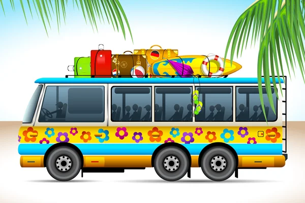 Trip on Bus — Stock Vector