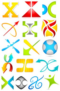 Different Icon with alphabet X clipart