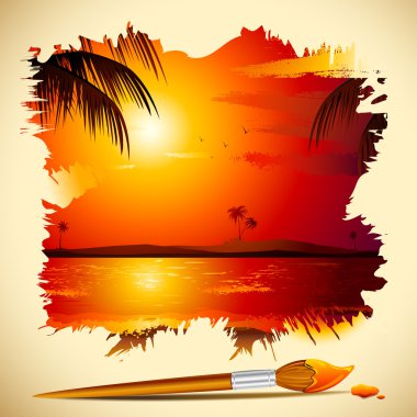 Painting of Sunset View clipart