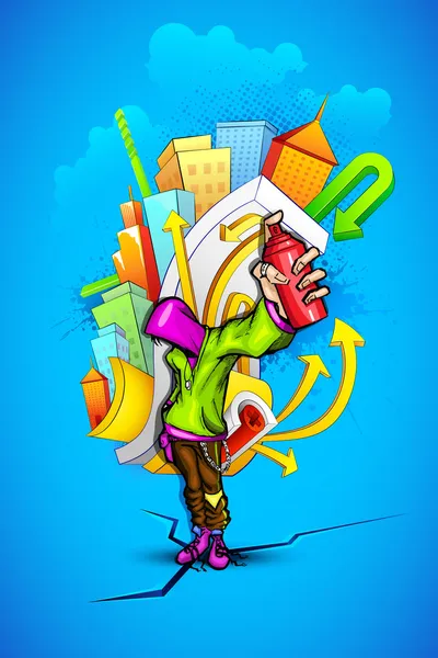 Cool Guy avec Urban Grafitti — Image vectorielle
