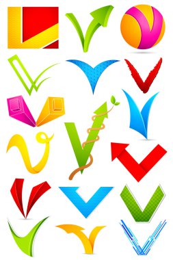 Different Icon with alphabet V clipart