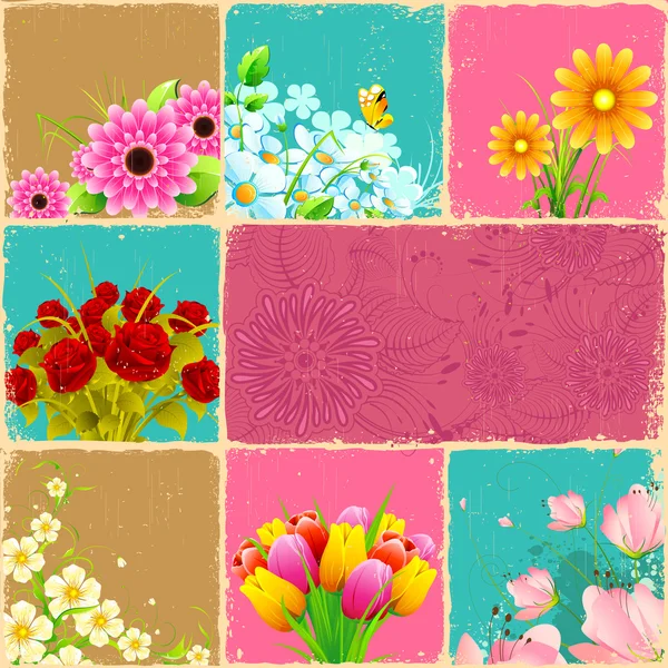 Blomma collage — Stock vektor