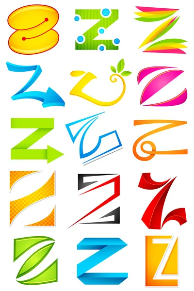 Icono diferente con el alfabeto Z — Vector de stock