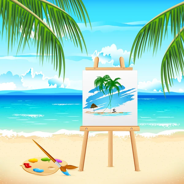 绘画的海海滩 — 图库矢量图片
