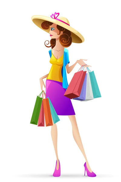 Dame mit Einkaufstasche — Stockfoto