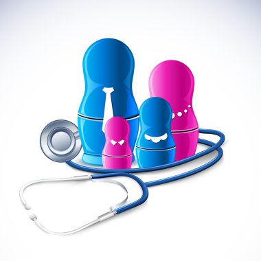 Stethoscope around Family clipart