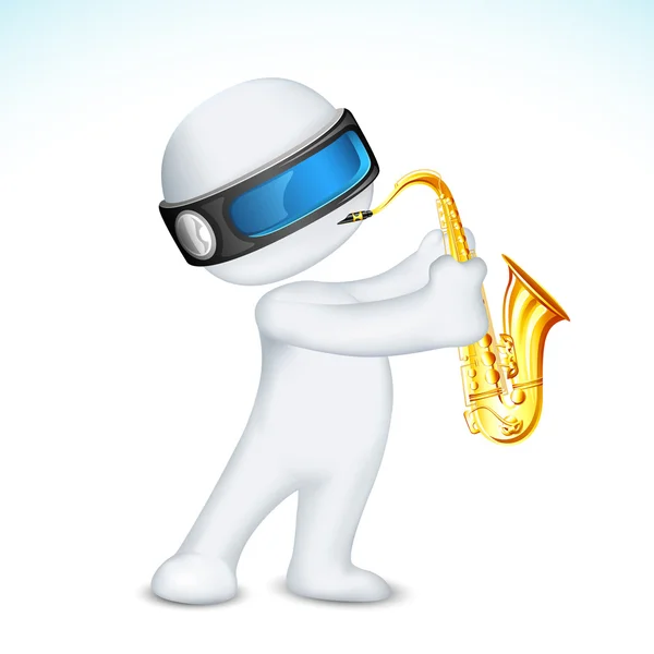 3D człowiek gra saksofon — Wektor stockowy
