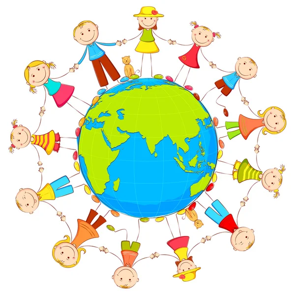 Barn runt jorden — Stock vektor