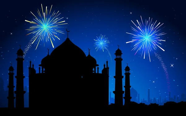 Fuochi d'artificio a Taj Mahal — Vettoriale Stock