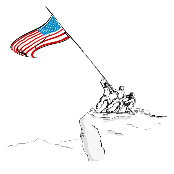 Exército americano com bandeira — Vetor de Stock