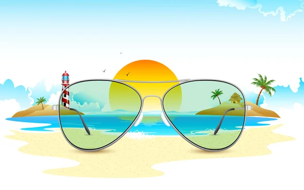 Vista mare attraverso occhiali da sole — Vettoriale Stock