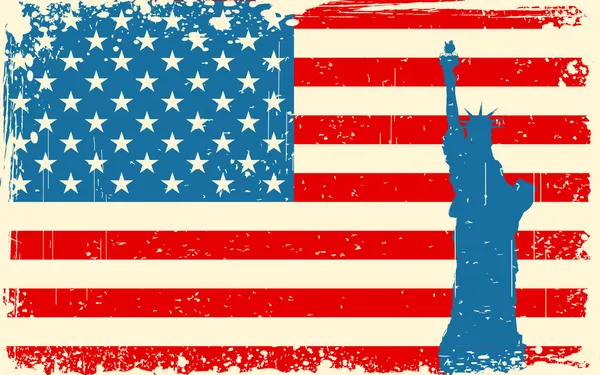 Amerikan bayrağı Özgürlük heykeli — Stok Vektör