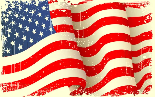Grungy bandera americana ondeando — Vector de stock