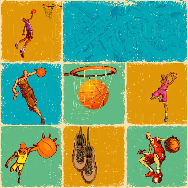 Collage de pelota de cesta — Archivo Imágenes Vectoriales