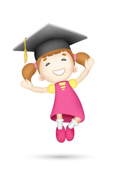 3d Girl with Mortar Board — Stock Vector