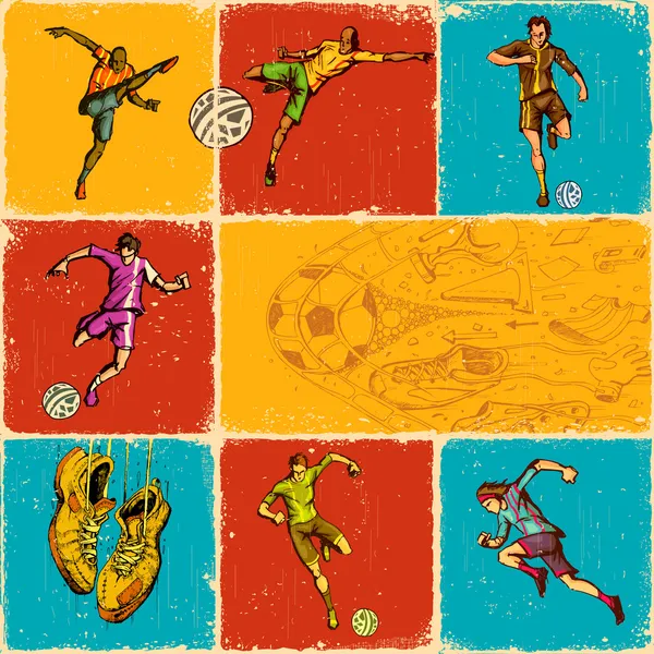 Collage de fútbol — Vector de stock