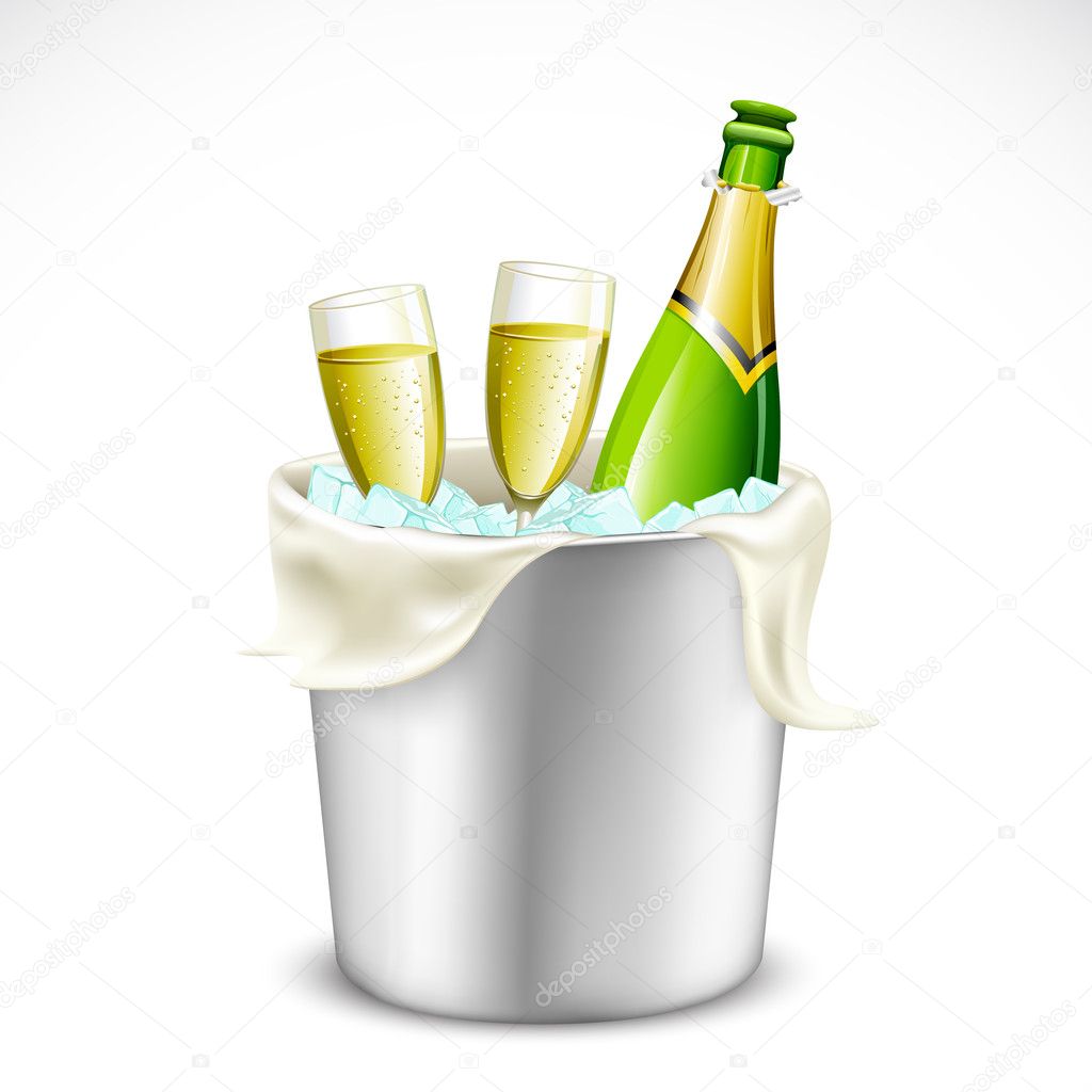 Champagne Glass and Bottle in Bucket