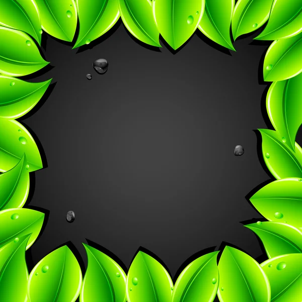 Green Leaf Frame — Stock Vector