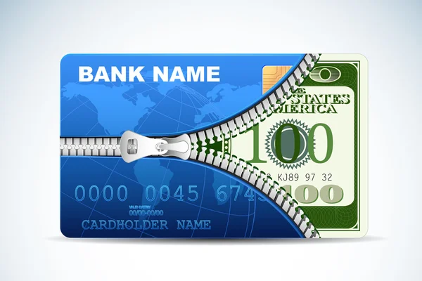 Dollar inuti kreditkort — Stock vektor