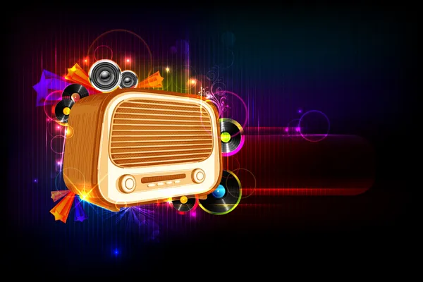 Radio on Musical Background — Stock Vector