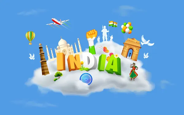 L'Inde sur le Cloud — Image vectorielle