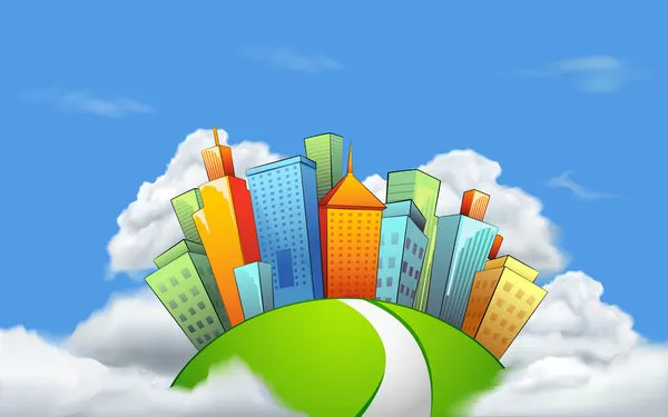 City in Cloud — Stock Vector