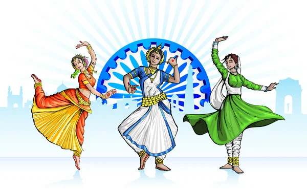 Ballerino classico indiano — Vettoriale Stock