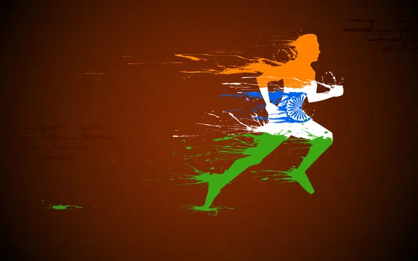 Běžec v indické tricolor — Stockový vektor
