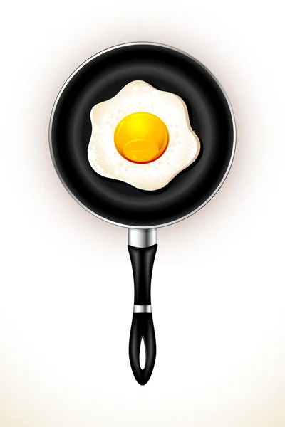 Fried Egg in Frying Pan — Stock Vector