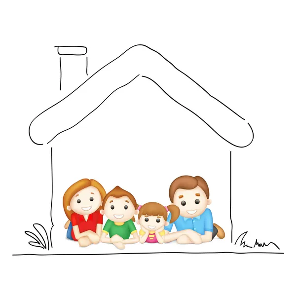 Famiglia in Sweet Home — Vettoriale Stock