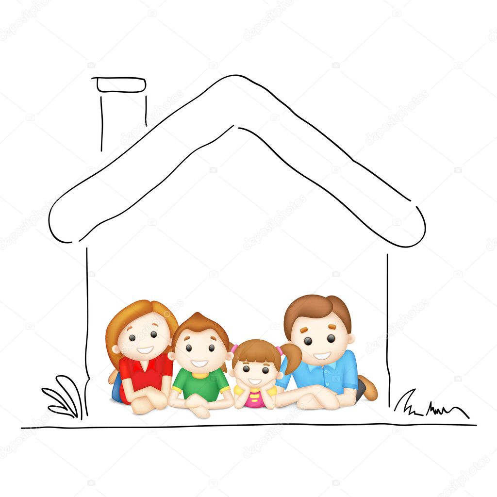 Family in Sweet Home Stock Vector Image by ©vectomart #12008565