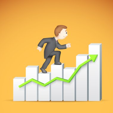 Business man climbing Bargraph clipart