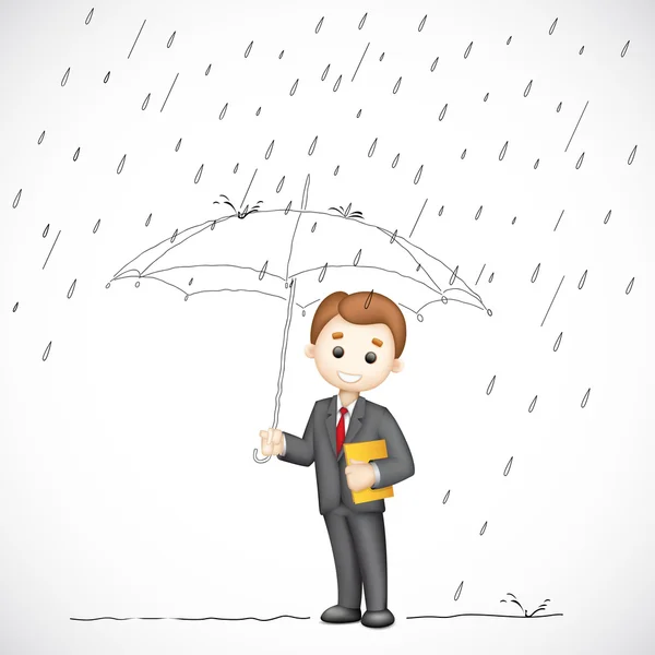 Obchodní muž pod deštníkem — Stockový vektor