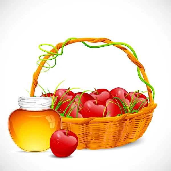 Honig und Apfel — Stockvektor