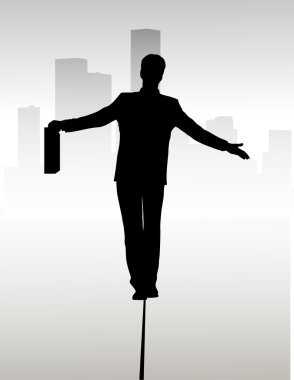 Person going on a rope clipart