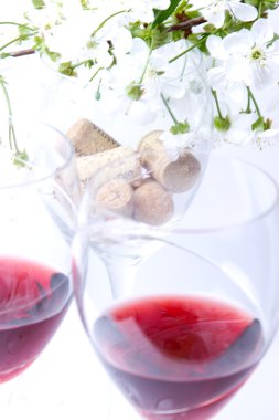 Wine glasses with red wine clipart