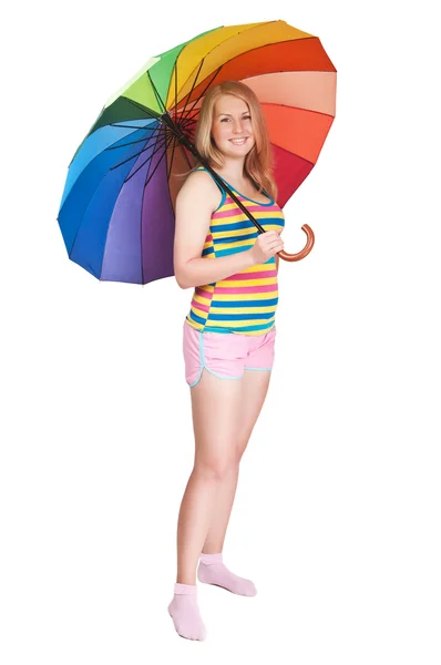 Νεαρή γυναίκα με ομπρέλα — Φωτογραφία Αρχείου