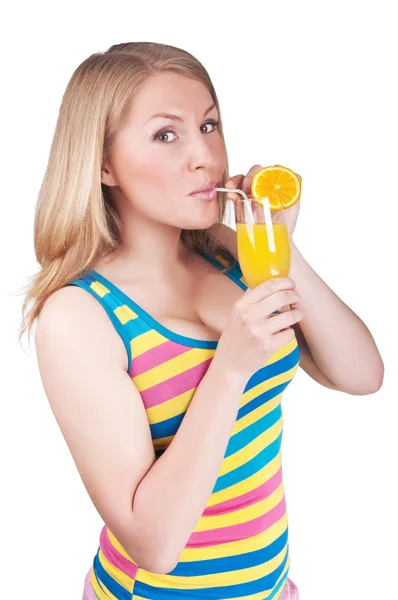オレンジ ジュースを持つ少女 — ストック写真