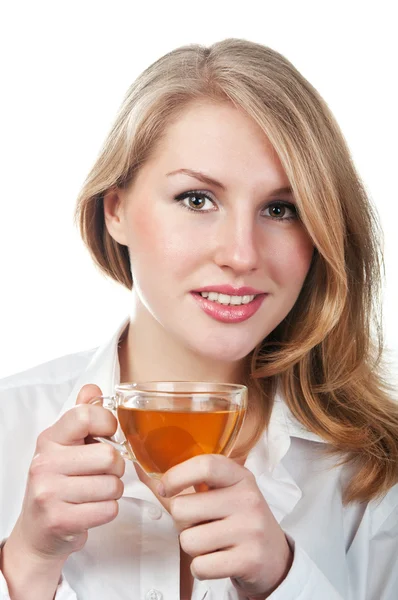 Frau mit Tasse Tee — Stockfoto