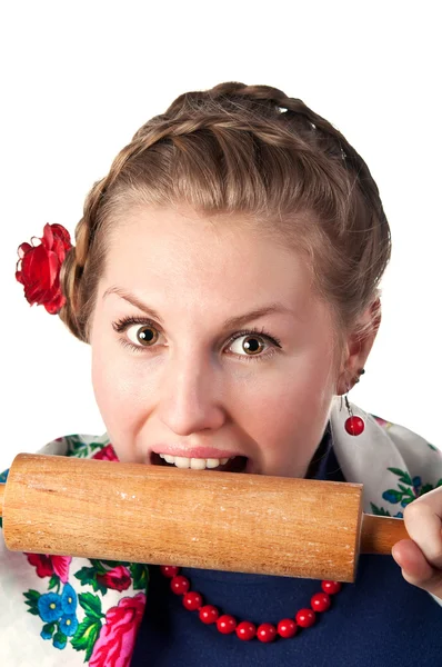 Mulher engraçada no estilo ucraniano — Fotografia de Stock
