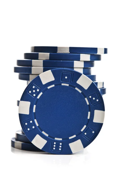 Modrá poker žetony — Stock fotografie