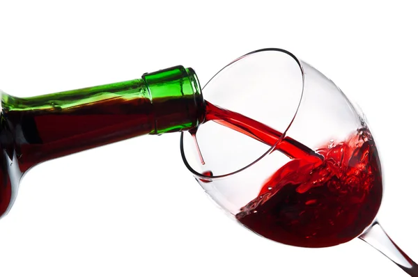 Κόκκινο κρασί χύνοντας στο ποτήρι — Φωτογραφία Αρχείου
