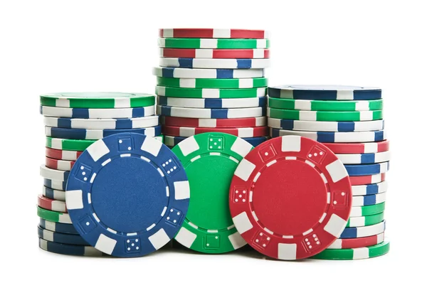 Poker žetony, samostatný — Stock fotografie