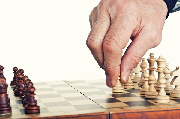 Öreg ember sakkozás — Stock Fotó