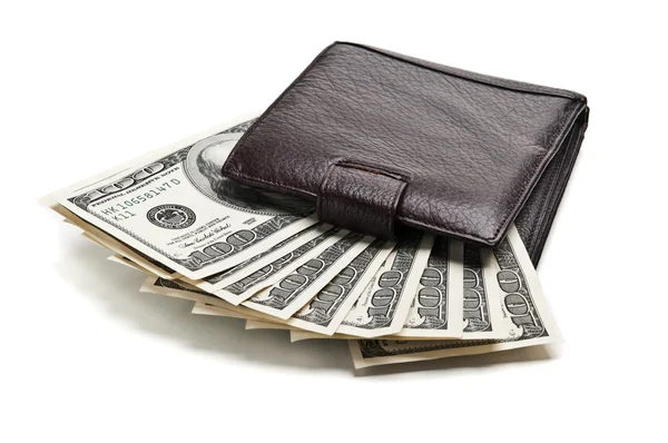 Handväska och dollar — Stockfoto