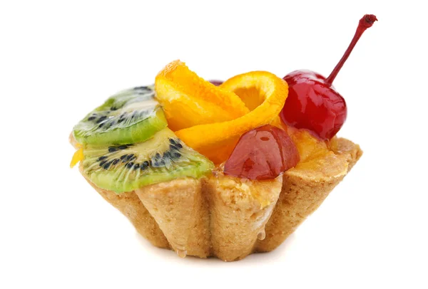 Heerlijke cake met vruchten — Stockfoto